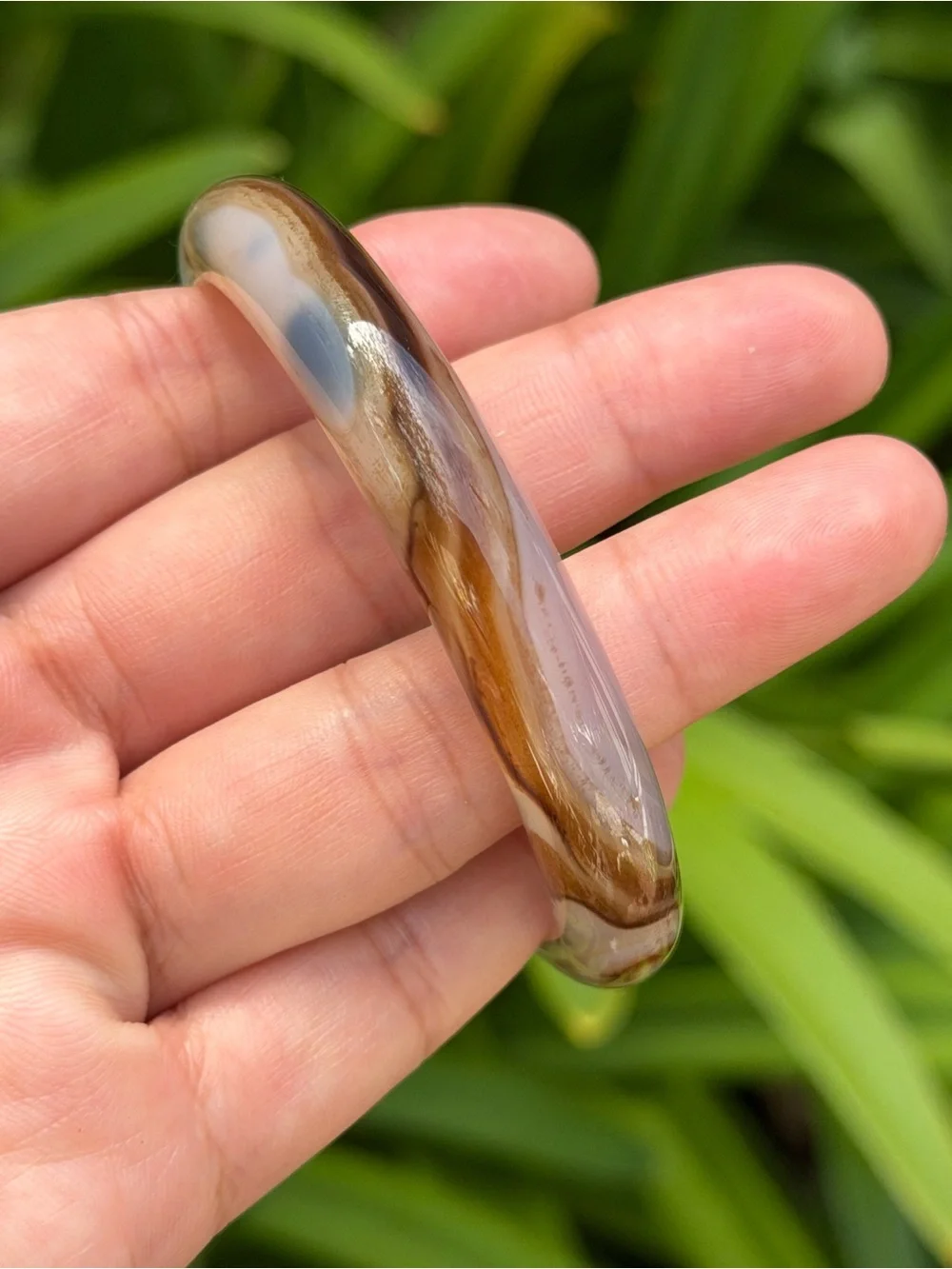 59mm Inner Diameter Translucent Agate Bangle in Brown and Cream 1742